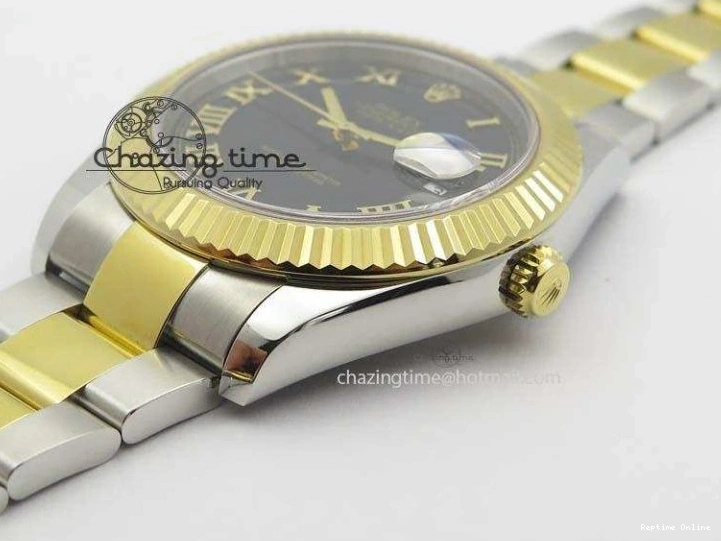 0213 AllSeason DateJust II 116333 SS YG 41mm EW Best Edition Black Dial Gold Roman Markers On SS Bracelet A 3826